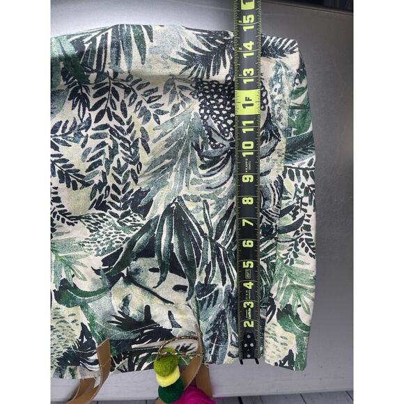 Eccolo Canvas Pom-pom Tote Bag Green Leaf Tropical Design - Picture 5 of 6